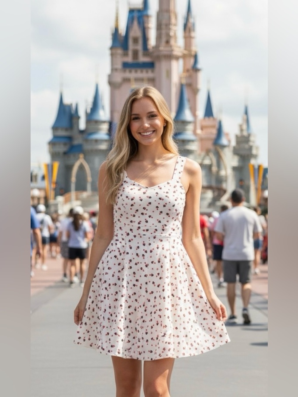 Disney Mini Dress with Minnie Mouse Floral Print